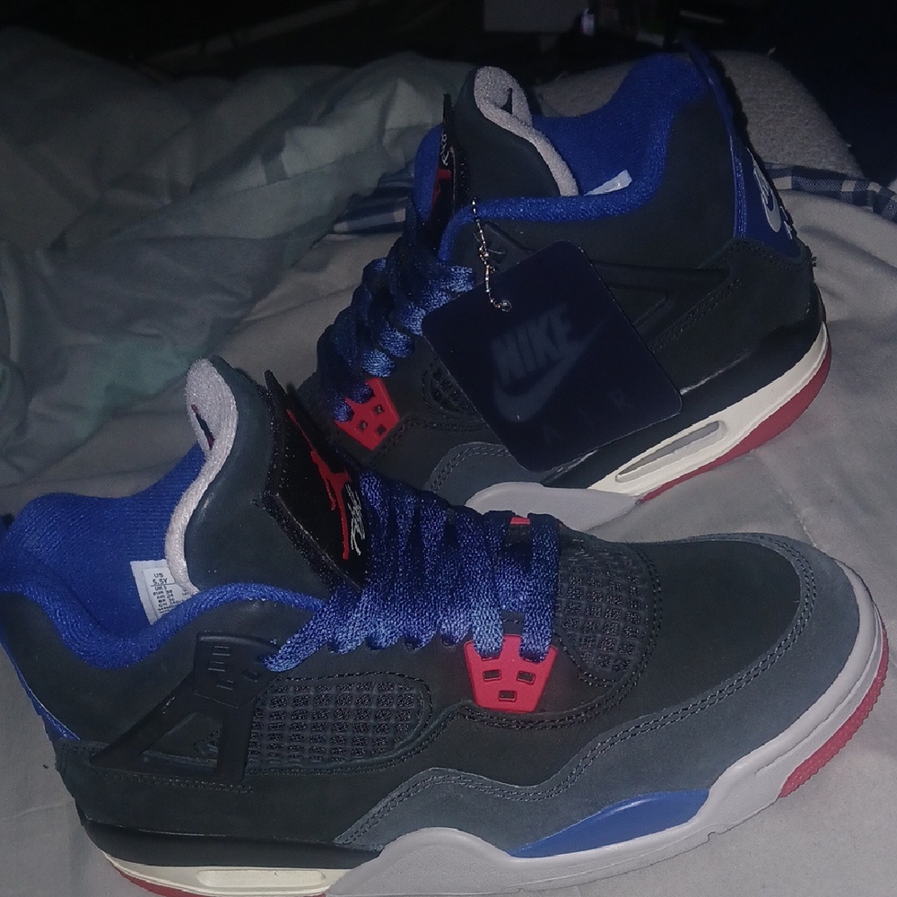 Nike Air Jordan 4 in Black, Blue, and Red